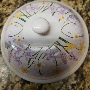 See's Candies Sweet Blossoms Candy Dish Ceramic Bowl Container Flower With Lid